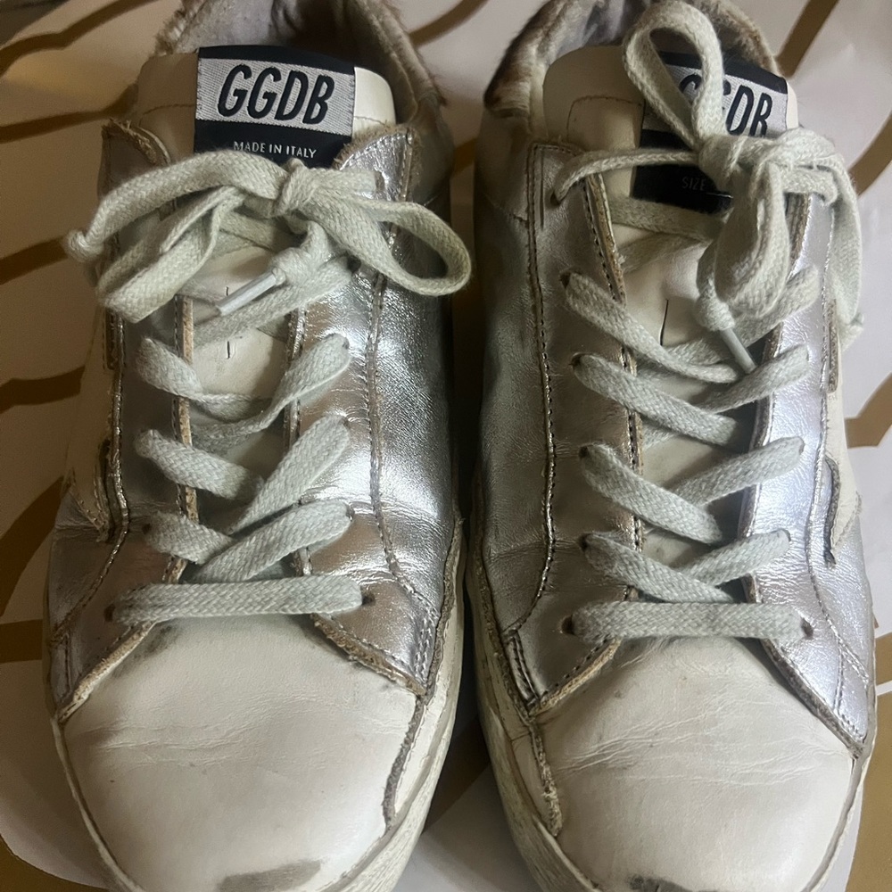 Golden Goose Kids Silver & White Sneakers